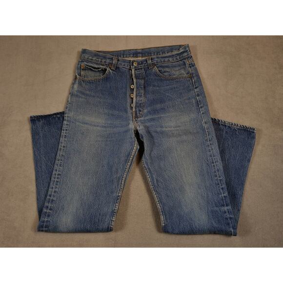 Vintage Levis 501 Jeans Mens 35x36 Blue Denim Button Fly